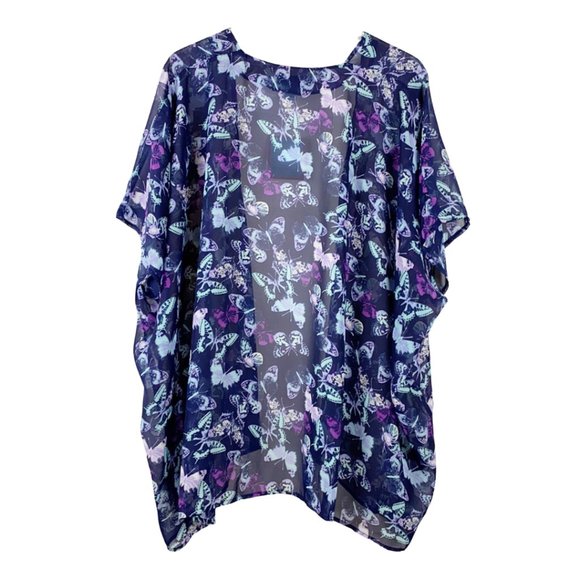 Orchid Row Butterly Printed Chiffon Kimono - Picture 4 of 10